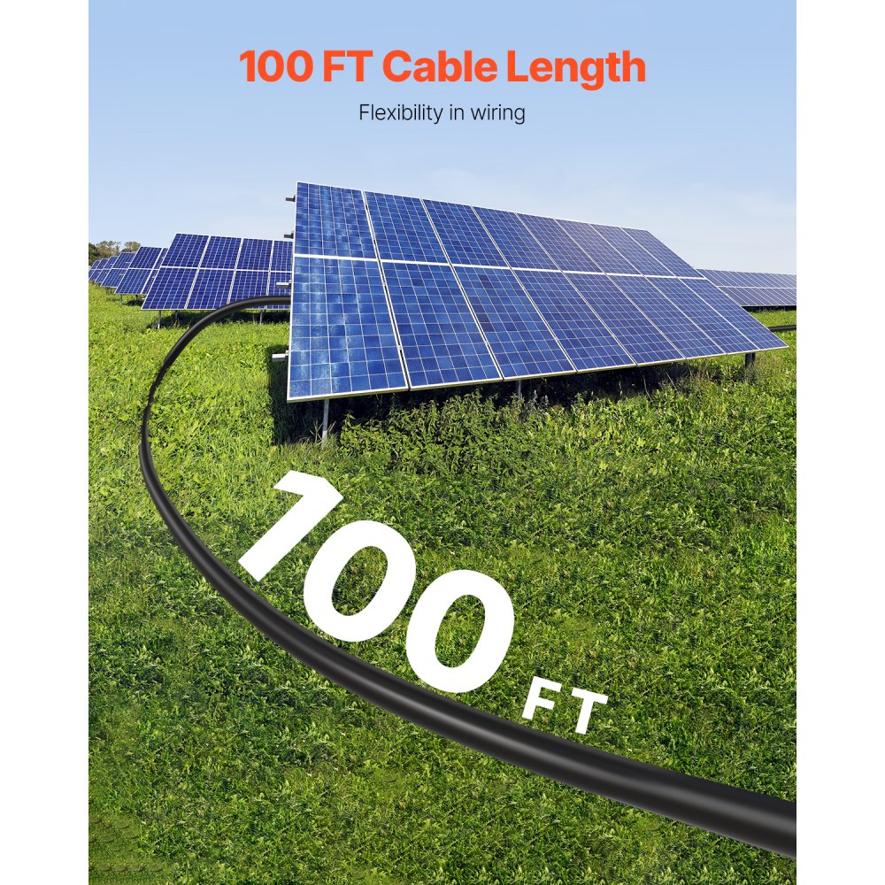 VEVOR 100FT Solar Panel Extension Cable 10AWG Waterproof PV 6mm² Cable Black