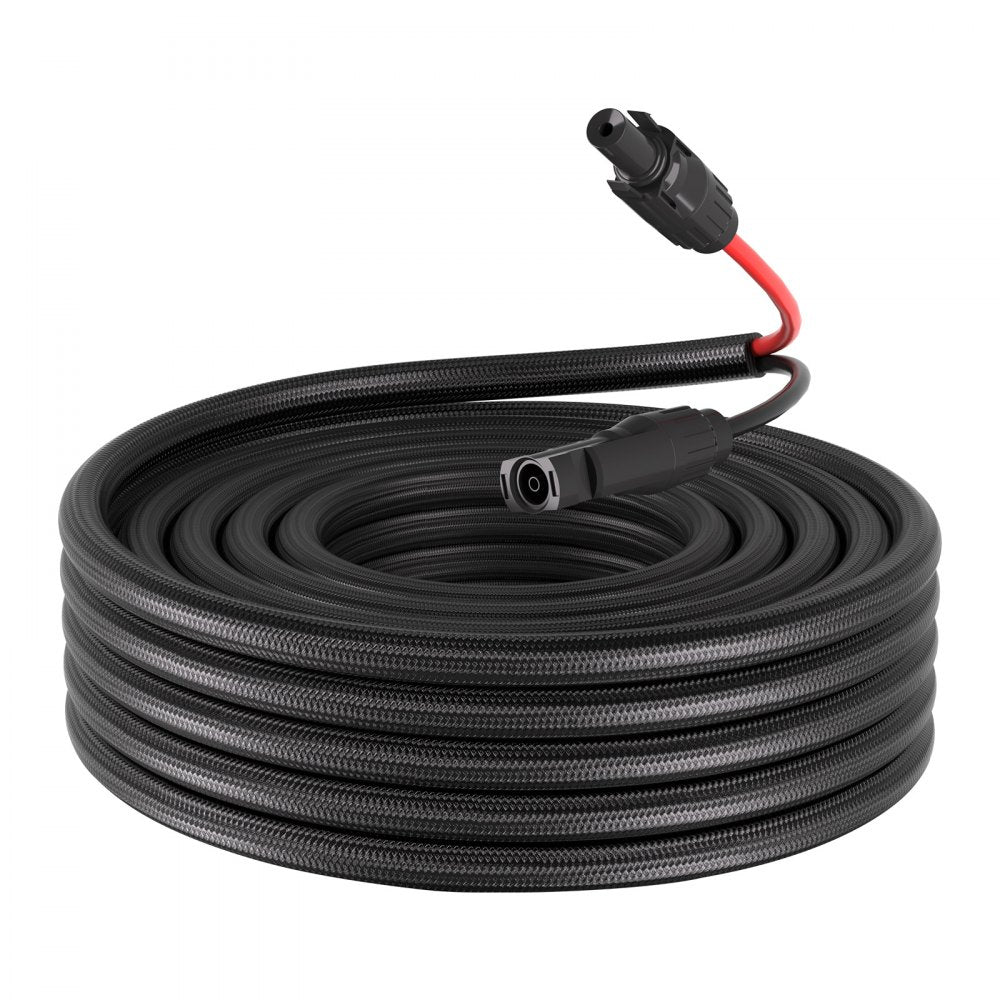 VEVOR 30FT Solar Panel Extension Cable, 10 AWG, Solar Panel Wire with Flame Retardant Protective Sleeving, Female and Male Connectors, IP67 Waterproof PV Wire, for Outdoor Automotive RV, Black & Red