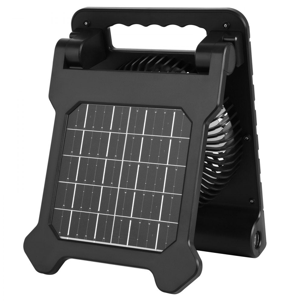 VEVOR 10000mAh Rechargeable Solar Fan with LED Lantern, 7 inch Portable Fan Cordless with 4W Foldable Solar Panel, 4-Speed& Timer& Quiet,USB Battery Powered for Camping Tent Worksite Office Desk