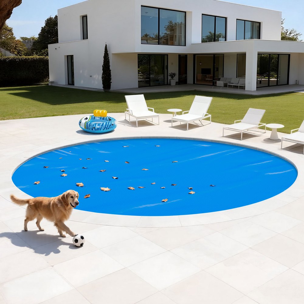 VEVOR Solar Pool Cover, 24 ft Round Pool Bubble Cover, 16 Mil Pools Solar Blanket with Bubble & PE Material, Daytime Heat Absorption, Nighttime Heat Retention, Heat Retaining Solars Covers, Blue