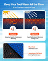 VEVOR Solar Pool Cover, 32 x 16 ft Pool Bubble Cover, 16 Mil Pools Solar Blanket with Dual Heat-Locking Air Layer for Pools, Daytime Heat Absorption, Nighttime Heat Retention, Blue & Silver, Cuttable