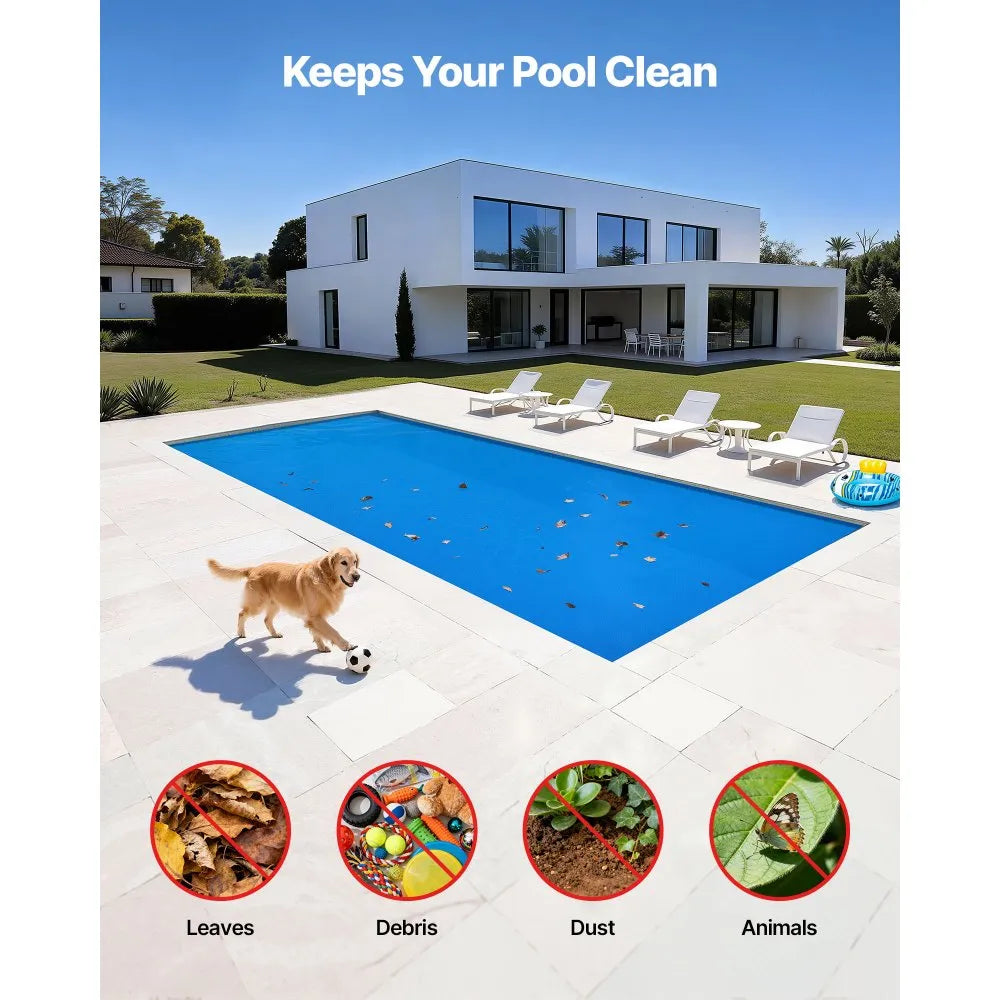 VEVOR Solar Pool Cover, 36 x 16 ft Rectangle Pool Bubble Cover, 12 Mil Pools Solar Blanket with Bubble & PE Material, Daytime Heat Absorption, Nighttime Heat Retention, Heat Retaining Solars Covers, Blue
