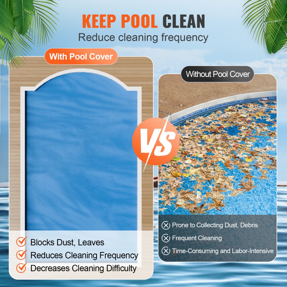 VEVOR Solar Pool Cover, 24 x 12 ft Rectangle Solar Blanket for Pools, Inground Above Ground Swimming Pool Solar Cover, 8 mil Solar Covers Blue
