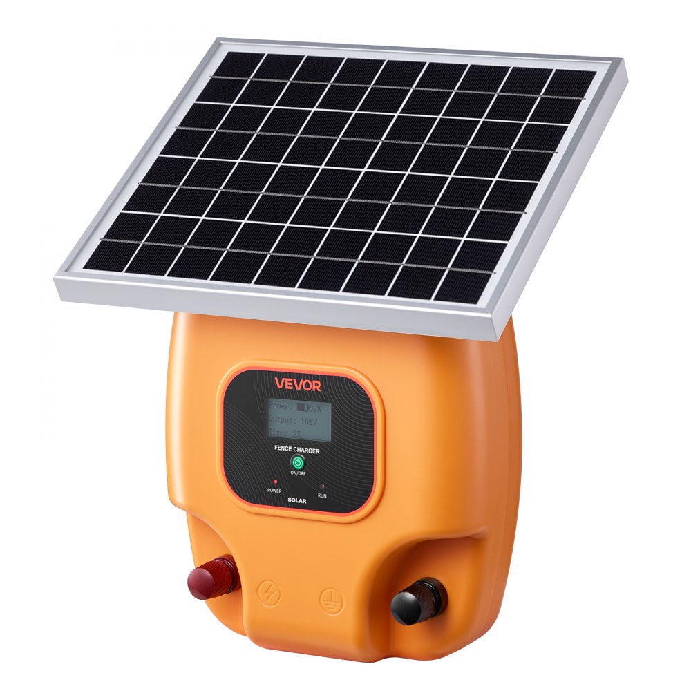 VEVOR Solar Fence Charger,  0.6J 8kV Solar Powered Fence Charger, 1.86 Miles Range, Electric Fence Energizer Kit, Keep Out Predators, 4-5 Days Runtime, for Livestock, Poultry, Garden Protection
