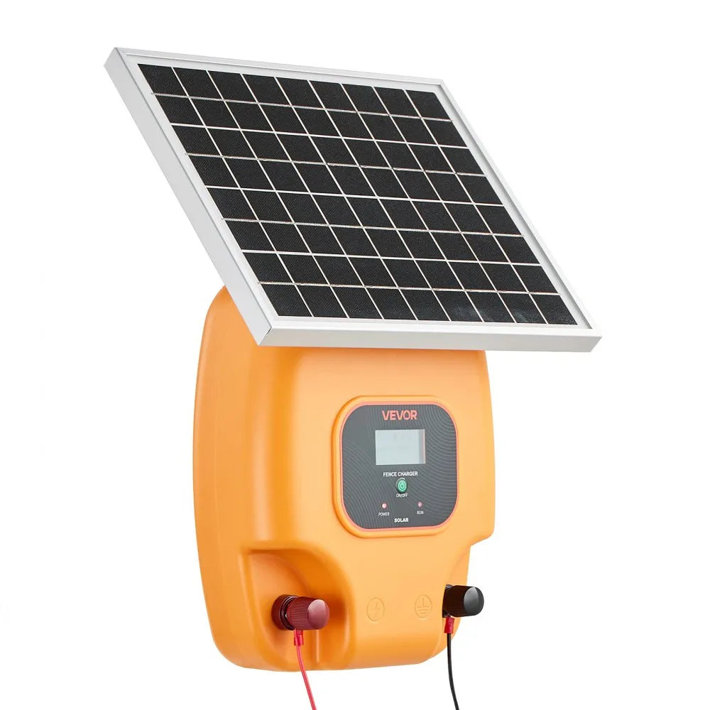 VEVOR Solar Fence Charger, 1J 10kV Solar Powered Fence Charger, 1.86 Miles Range, Electric Fence Energizer Kit, Keep Out Predators, 3 Days Runtime, for Livestock, Poultry, Garden Protection