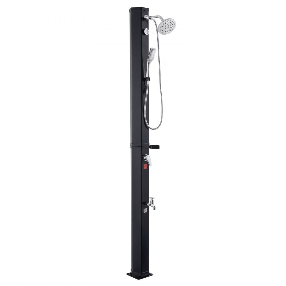 VEVOR 10.6 Gal Solar Heated Shower, 6.7ft Showerhead Height Outdoor Shower, with Handheld & Foot Faucet, Hot & Cold Water Adjustment, Freestanding for Backyard Poolside Beach Pool, Black