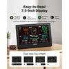 VEVOR 5-in-1 Wireless Weather Station, 7.5-Inch VA Display, Solar Powered Outdoor Sensor, Rain Gauge, Indoor Outdoor for Weather Forecast, Temperature, Humidity, Wind Speed and Direction (No WiFi)