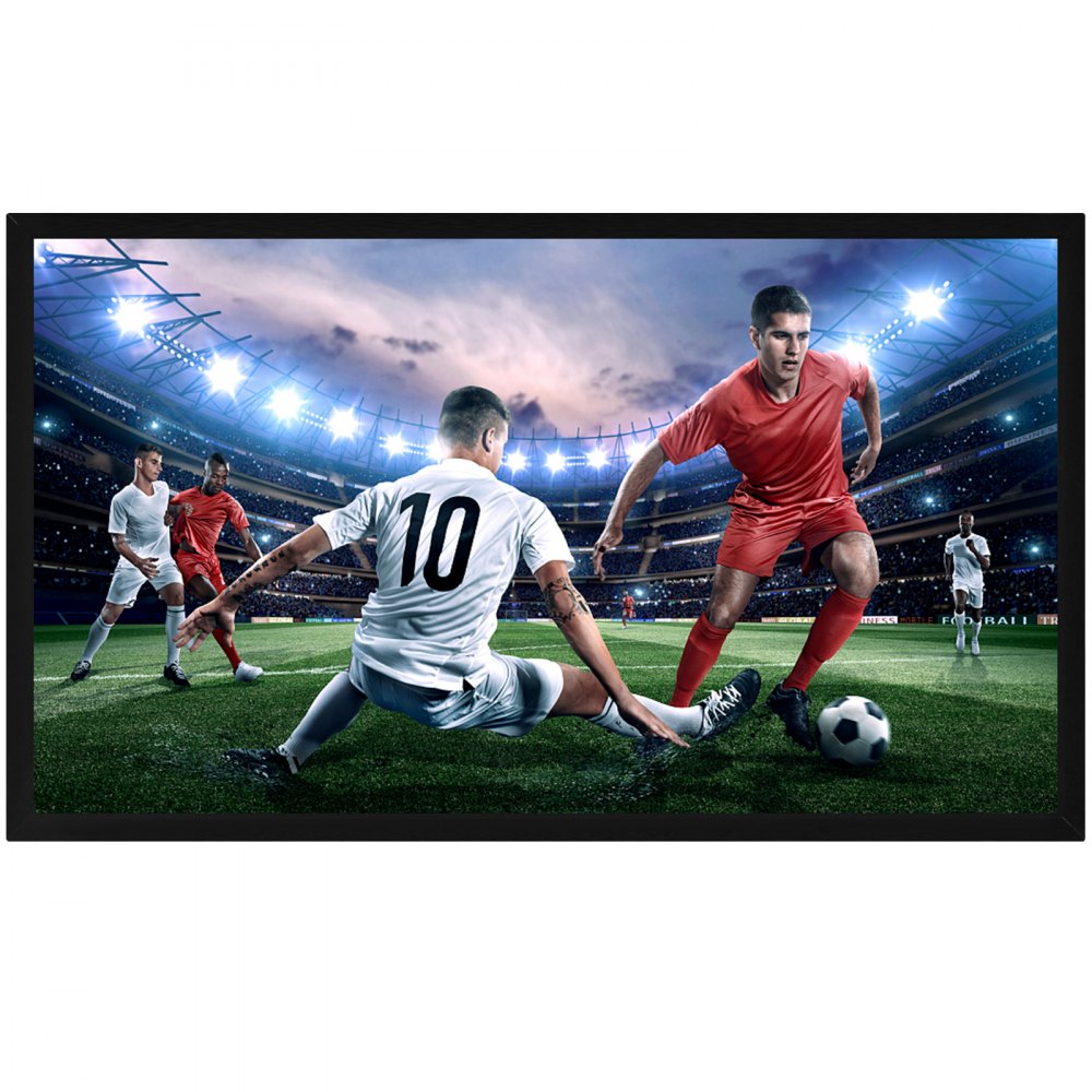 VEVOR Projector Screen Fixed Frame 100inch Diagonal 16:9 4K HD Movie Projector Screen with Aluminum Frame Projector Screen Wall Mounted for Home Theater Office Use