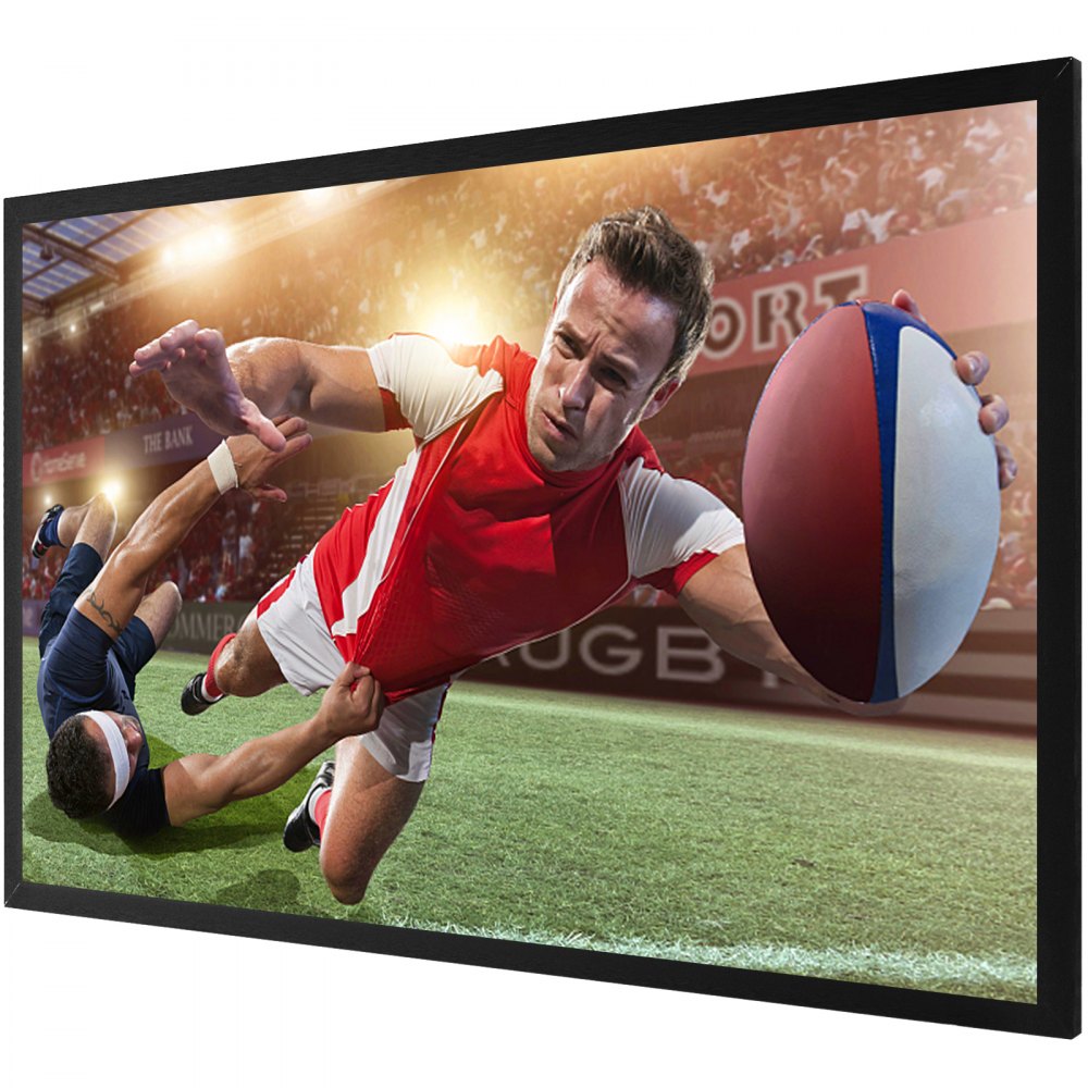 VEVOR Projector Screen Fixed Frame 100inch Diagonal 16:9 4K HD Movie Projector Screen with Aluminum Frame Projector Screen Wall Mounted for Home Theater Office Use