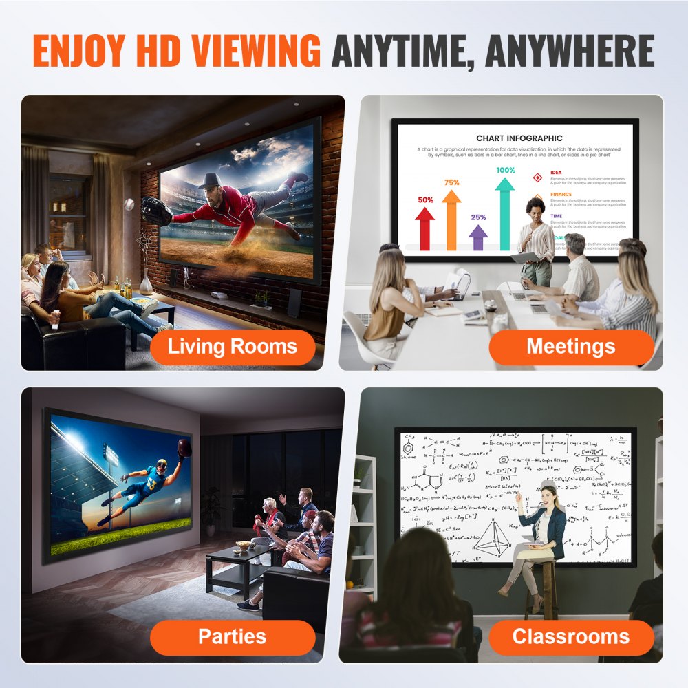 Big 110" Diagonal 16:9 HD Projector Screen Home Theater Outdoor Use
