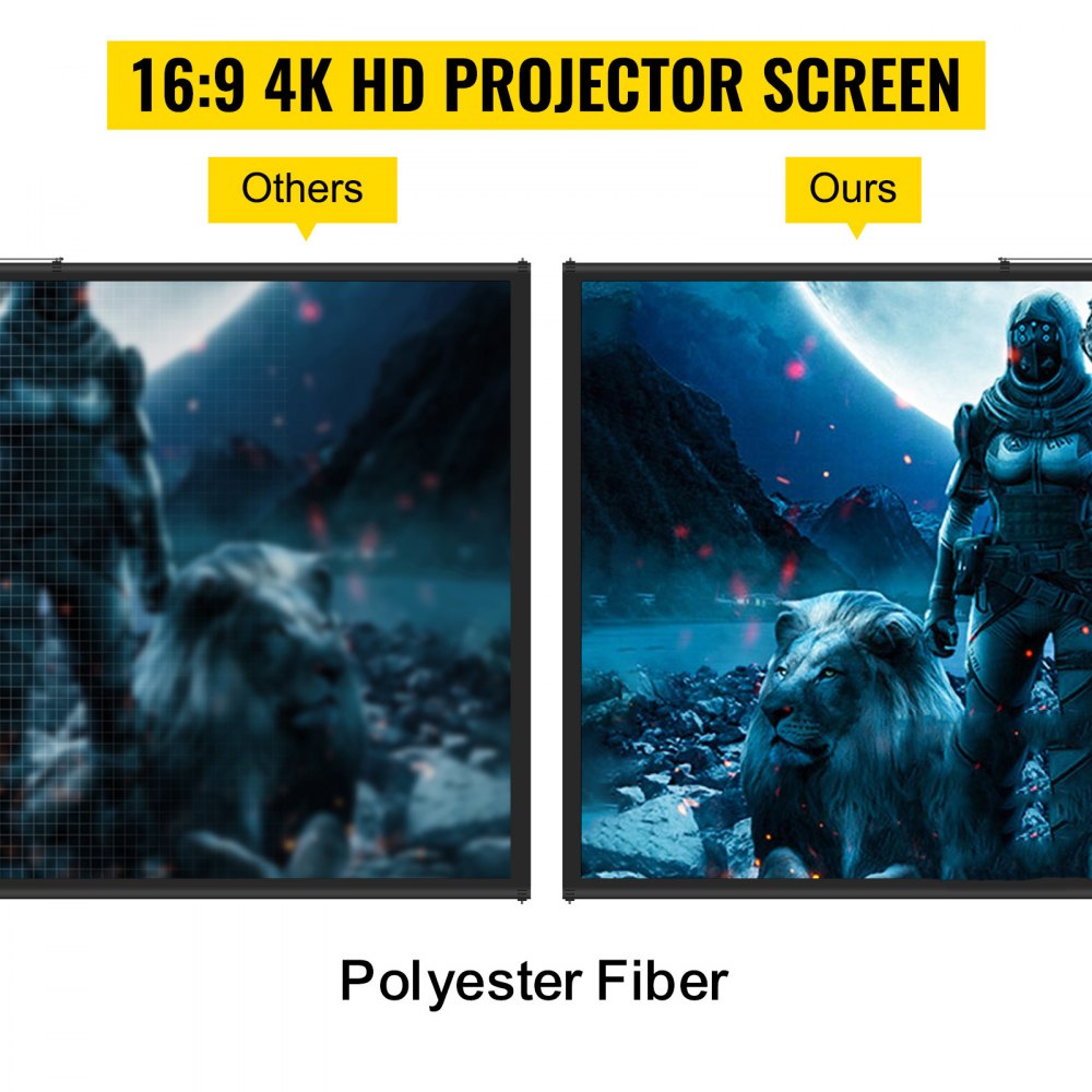 VEVOR Tripod Projector Screen with Stand 110inch 16:9 4K HD Projection Screen Stand Wrinkle-Free Height Adjustable Portable Screen for Projector Indoor & Outdoor for Movie, Home Cinema, Gaming, Office