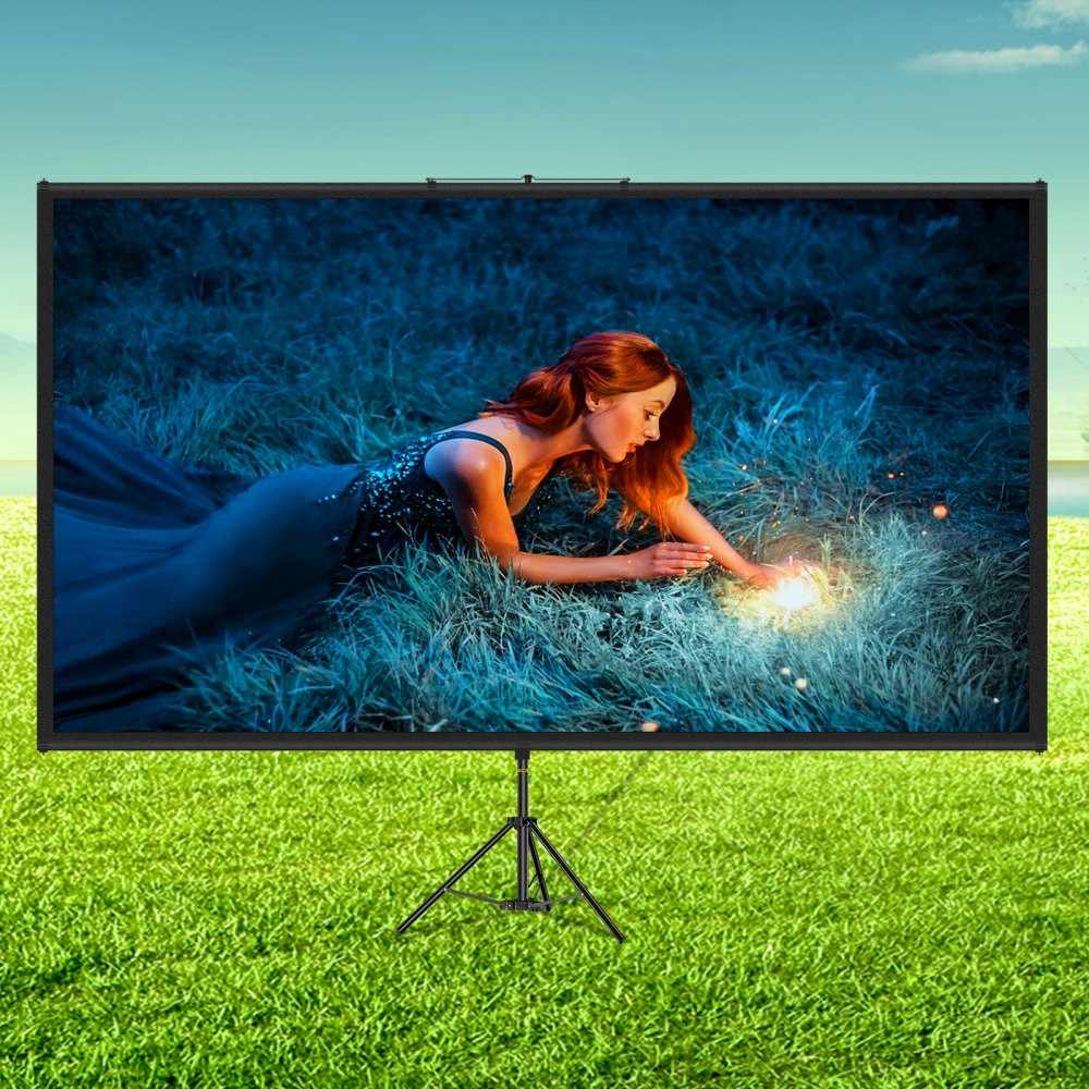 VEVOR Tripod Projector Screen with Stand 110inch 16:9 4K HD Projection Screen Stand Wrinkle-Free Height Adjustable Portable Screen for Projector Indoor & Outdoor for Movie, Home Cinema, Gaming, Office