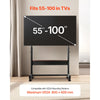 VEVOR Rolling TV Stand, Mobile TV Cart for 55-100 Inch Screens, Height Adjustable Portable Monitor Stand with Tray, Holds up to 205 lbs for Living Room, Bedroom, Office, Outdoor Max VESA 800 x 600 mm