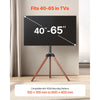 VEVOR Tripod Easel TV Stand, for 40-65 inch Flat Screen/Curved TVs Up to 99 lbs, 18° Left-Right Rotation Portable TV Stand with Oak Wood Legs, for Bedroom, Living Room, Studio, MAX VESA 600 x 400 mm