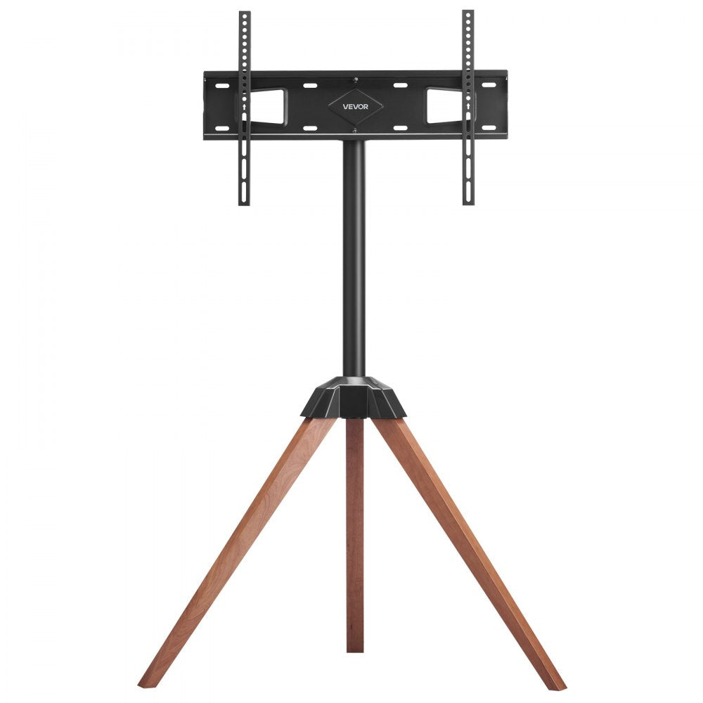 VEVOR Tripod Easel TV Stand, for 40-65 inch Flat Screen/Curved TVs Up to 99 lbs, 18° Left-Right Rotation Portable TV Stand with Oak Wood Legs, for Bedroom, Living Room, Studio, MAX VESA 600 x 400 mm