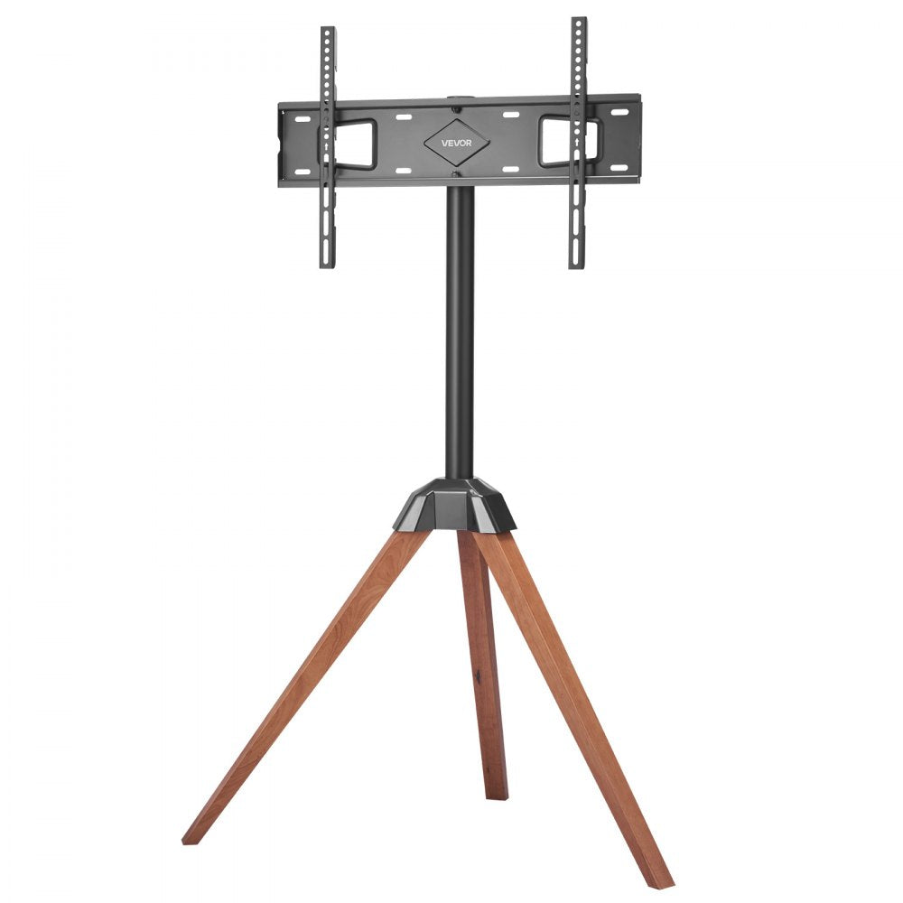 VEVOR Tripod Easel TV Stand, for 40-65 inch Flat Screen/Curved TVs Up to 99 lbs, 18° Left-Right Rotation Portable TV Stand with Oak Wood Legs, for Bedroom, Living Room, Studio, MAX VESA 600 x 400 mm