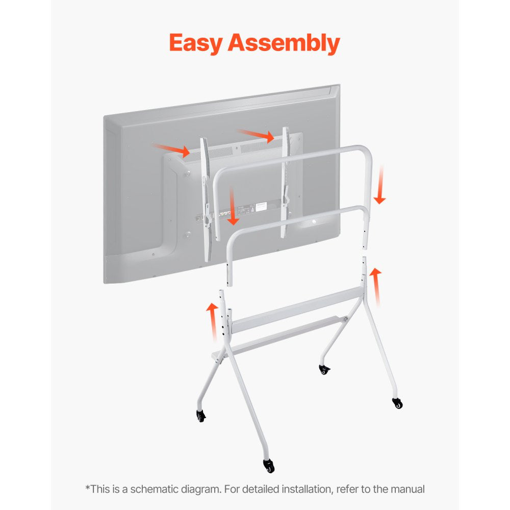 VEVOR Rolling TV Stand, Mobile TV Cart for 35-100 Inch LED/LCD/OLED Flat/Curved TVs, Portable Monitor Stand with Wheels Hold up to 198 lbs for Living Room, Bedroom, Office, Outdoor, Max VESA 800x600mm