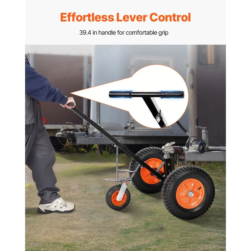 VEVOR Trailer Dolly, 1200lbs Tongue Weight Capacity, Carbon Steel Trailer Mover with 2 inch Ball, 15.2 inch Pneumatic Tires, Portable Tow Dolly for Moving RV Trailer