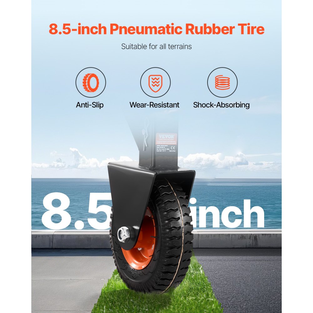 VEVOR Trailer Dolly, 300lbs Tongue Weight Capacity, 16.5 inch and 22 inch Height Adjustable Trailer Dolly, with 1-7/8 inch and 2 inch Balls, 8.5 inch Pneumatic Rubber Tire, for Moving RV Trailer