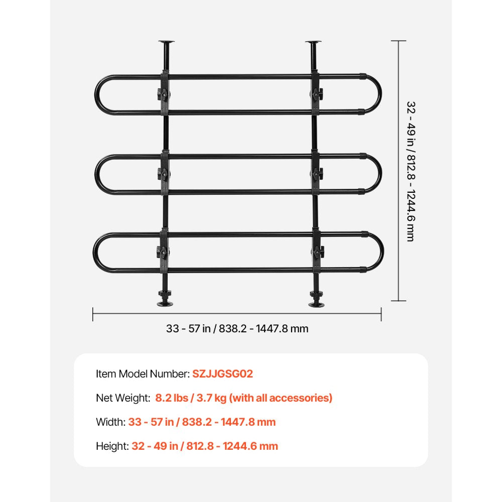 VEVOR Dog Car Barrier, Adjustable Universal-Fit Vehicle Pet Barrier for Cars, Trucks and SUVs, Easy to Install Dog Car Gate - Strong Metal Tubing Gate Divider, Keeps Pets off Passenger Seats, Black