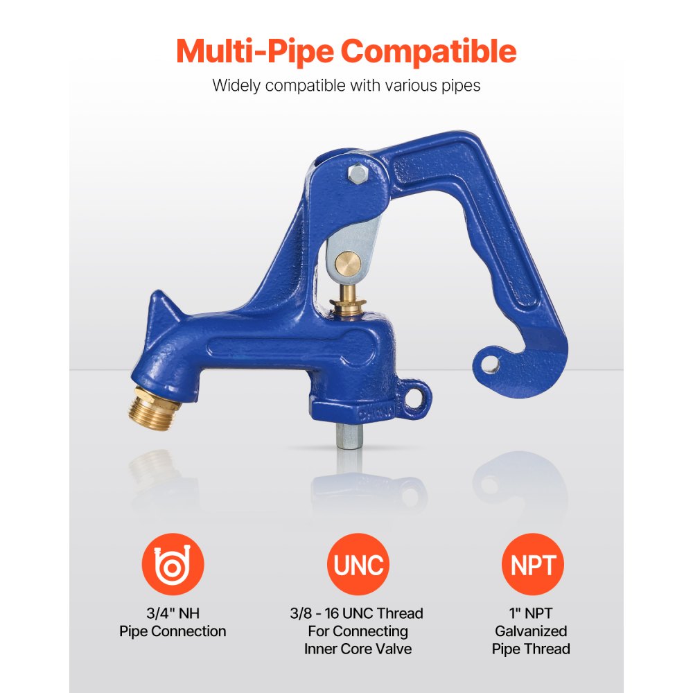 VEVOR Frost Free Outdoor Faucet, Freeze Proof Yard Hydrant Complete Head Assembly, with 1" NPT Galvanized Pipe Thread & 3/4" Hose Connection for Yard, Garden, Pasture Irrigation (Pipe Not Included)