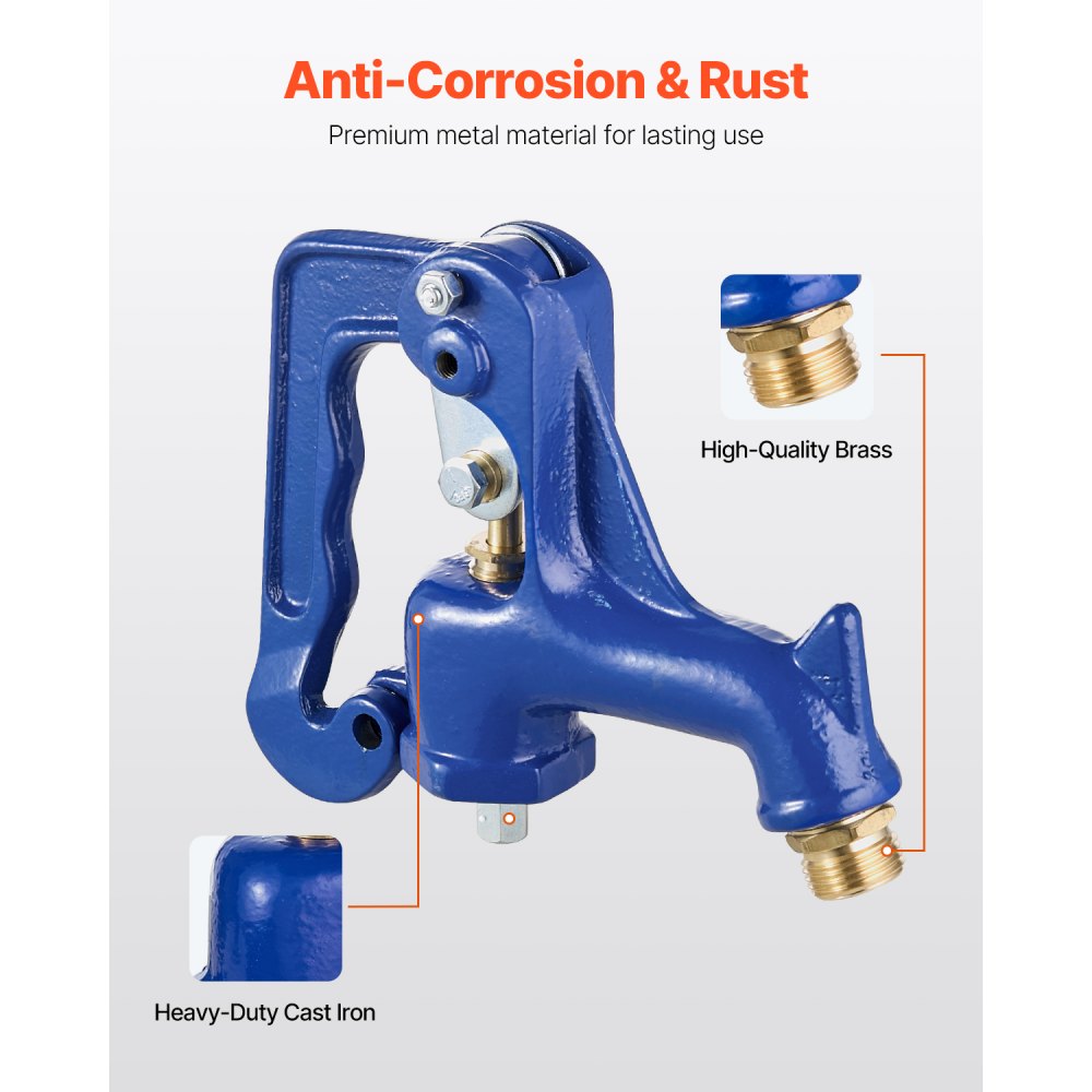 VEVOR Frost Free Outdoor Faucet, Freeze Proof Yard Hydrant Complete Head Assembly, with 1" NPT Galvanized Pipe Thread & 3/4" Hose Connection for Yard, Garden, Pasture Irrigation (Pipe Not Included)