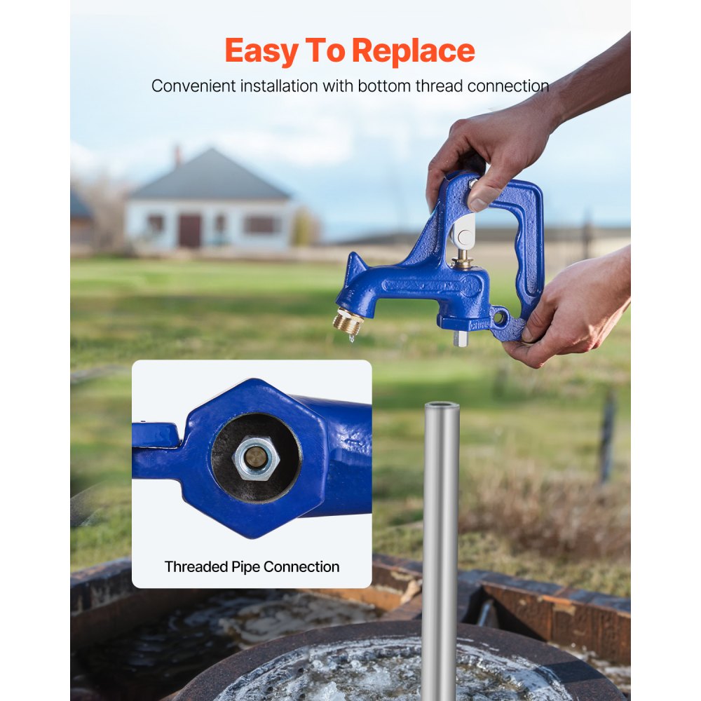 VEVOR Frost Free Outdoor Faucet, Freeze Proof Yard Hydrant Complete Head Assembly, with 1" NPT Galvanized Pipe Thread & 3/4" Hose Connection for Yard, Garden, Pasture Irrigation (Pipe Not Included)