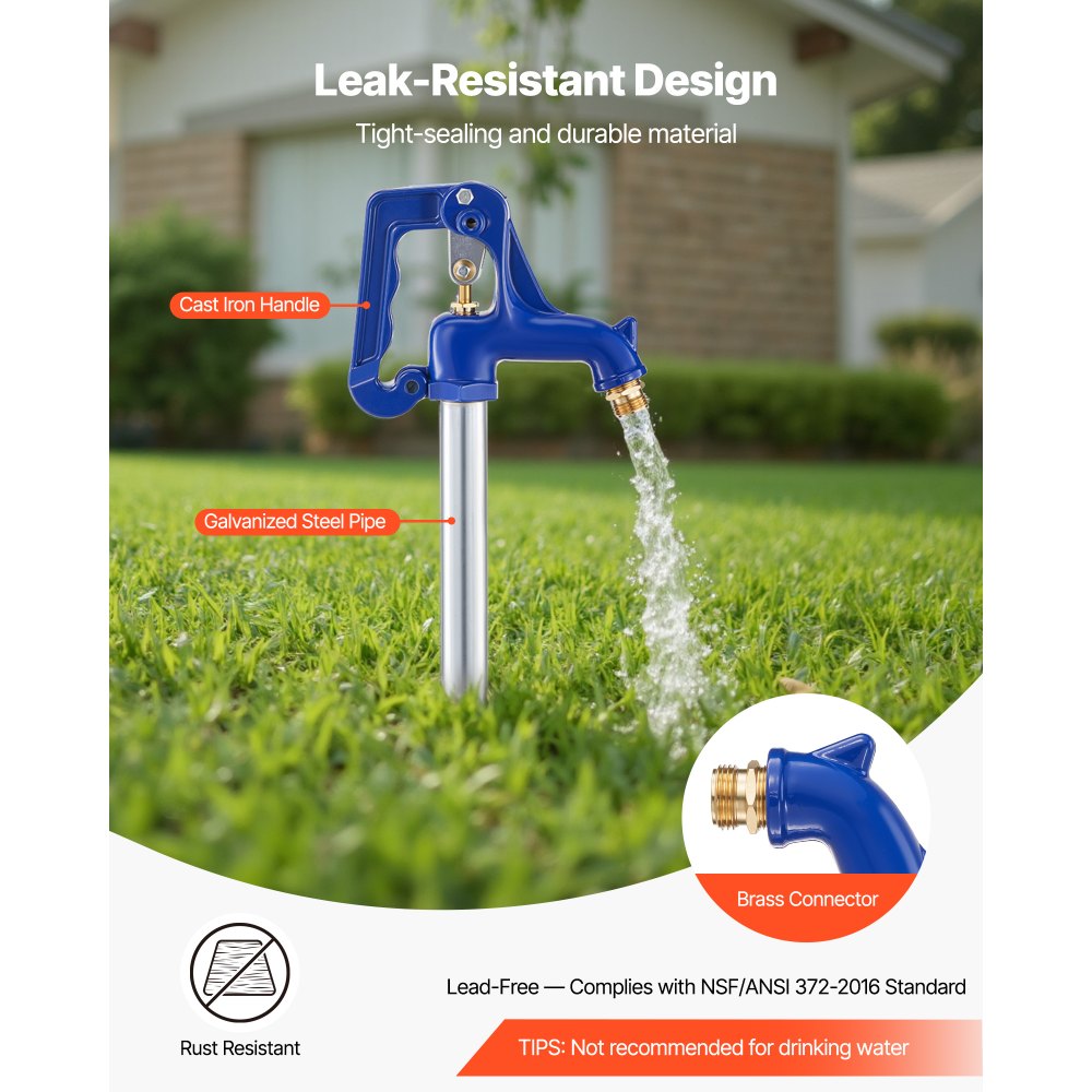 VEVOR Frost Proof Yard Hydrant, 3.22FT Freeze-Proof Outdoor Faucet with 12" Bury Depth, 3/4" NPT Pipe Connection & 3/4" NH Hose Coupling, No Lead Freezeless Hydrant for Yard Garden Farm Irrigation