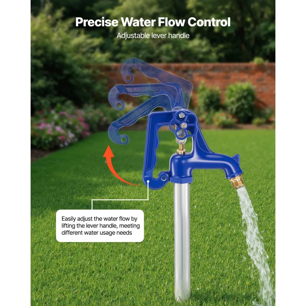 VEVOR Frost Proof Yard Hydrant, 6.22FT Freeze-Proof Outdoor Faucet with 48" Bury Depth, 3/4" NPT Pipe Connection, Lever Handle + Handwheel, No Lead Freezeless Hydrant for Yard Garden Farm Irrigation