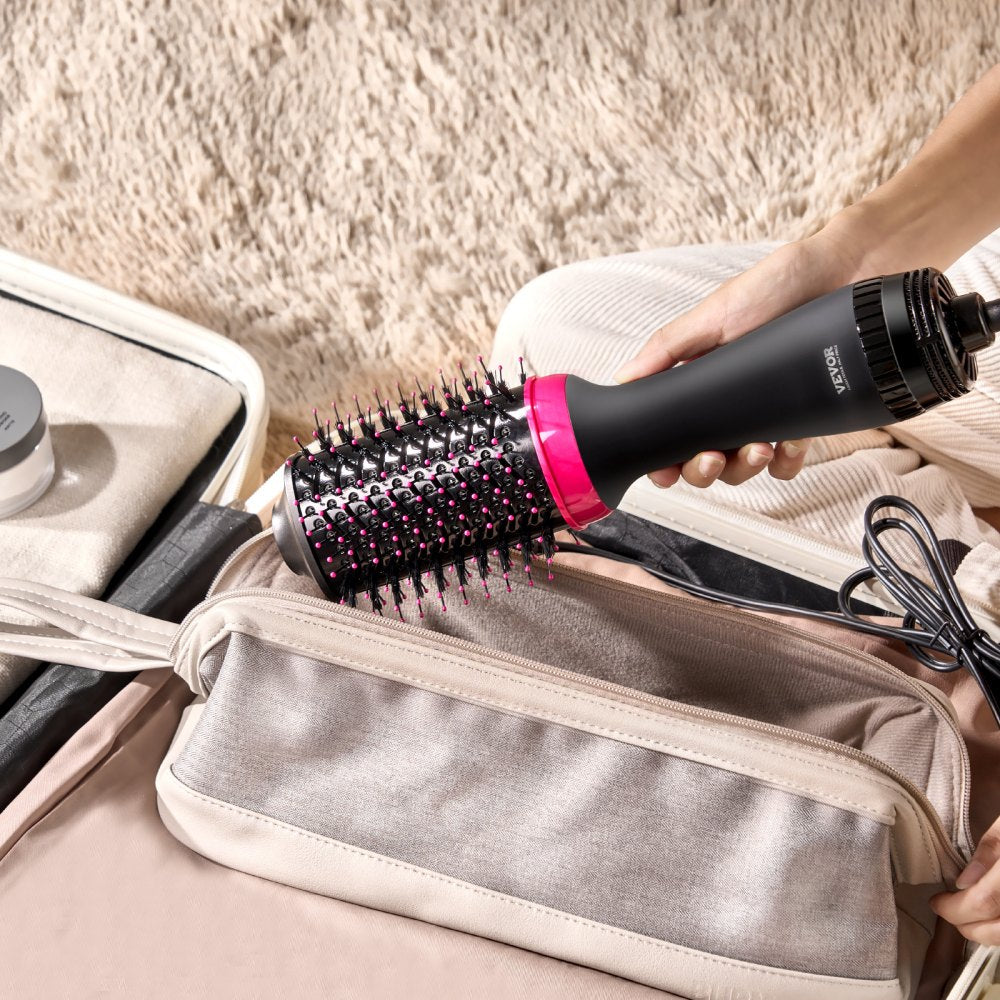VEVOR Hair Blow Dryer Brush, 4 in 1 Ionic Hair Dryer and Styler Volumizer with 2.56" Ceramic Coating Oval Barrel & 3 Heat Settings, Professional Hot Air Styling Brush for Straightening Drying Curling