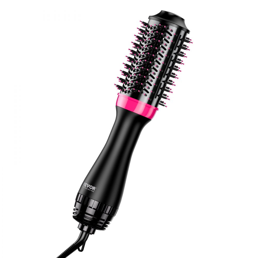 VEVOR Hair Blow Dryer Brush, 4 in 1 Ionic Hair Dryer and Styler Volumizer with 2.56" Ceramic Coating Oval Barrel & 3 Heat Settings, Professional Hot Air Styling Brush for Straightening Drying Curling