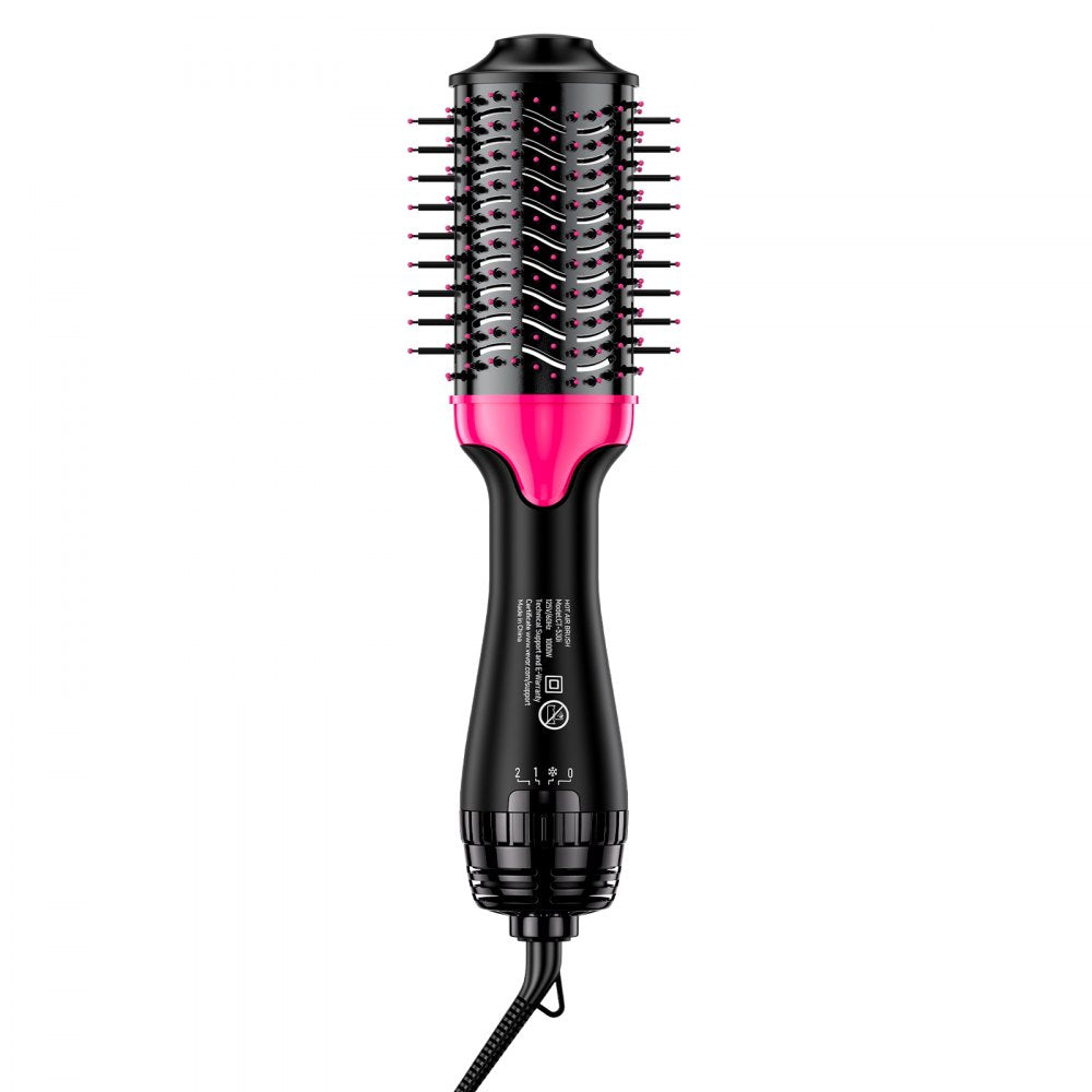 VEVOR Hair Blow Dryer Brush, 4 in 1 Ionic Hair Dryer and Styler Volumizer with 2.56" Ceramic Coating Oval Barrel & 3 Heat Settings, Professional Hot Air Styling Brush for Straightening Drying Curling