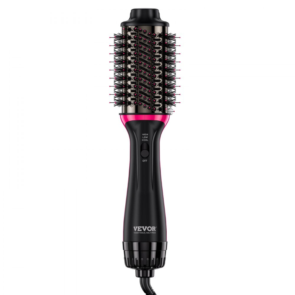 VEVOR Hair Blow Dryer Brush, 4 in 1 Ionic Hair Dryer Styler and Volumizer with Electroplated Titanium & 2.56" Ceramic Coating Oval Barrel, 3-Temp Hot Air Styling Brush for Drying Straightening Curling