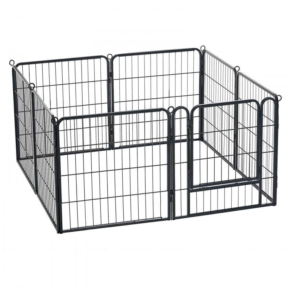 VEVOR Dog Playpen 24 Inch 8 Panels Foldable Metal Exercise Pen Pet Fence, Indoor/Outdoor Heavy Duty Puppy Crate Kennel with Door for Dogs, Cats or Small Animals, Portable for RV Camping, Yard, Black