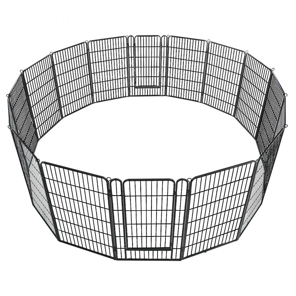 VEVOR Dog Playpen 40 Inch 16 Panels Foldable Metal Exercise Pen Pet Fence, Indoor/Outdoor Heavy Duty Puppy Crate Kennel with Door for Large/Small Dogs and Cats, Portable for RV Camping, Yard, Black
