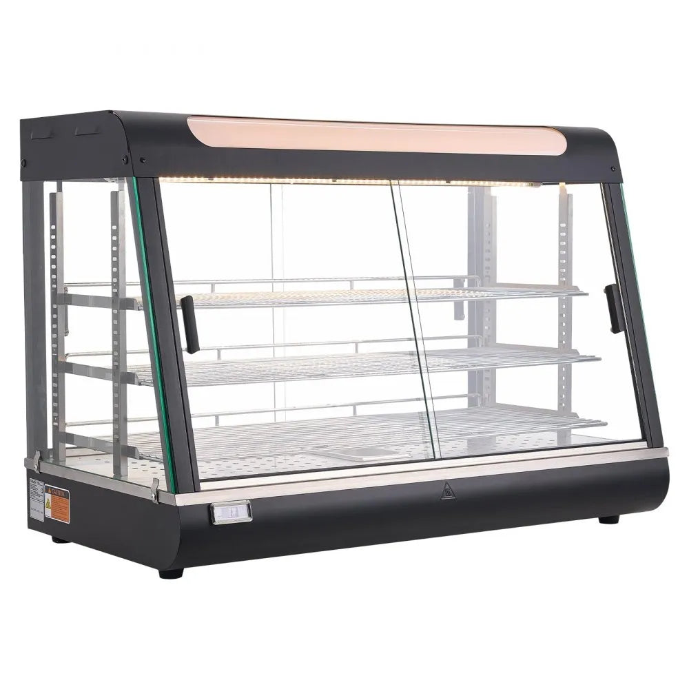 VEVOR 3-Tier Commercial Food Warmer Display, 1400W Food Display Warmer with LED Light, Top Storage and Adjustable Shelves, 86℉~185℉ Steam Heating, 137Qt/130L for Hamburger, Pizza, Bread, Fried Chicken
