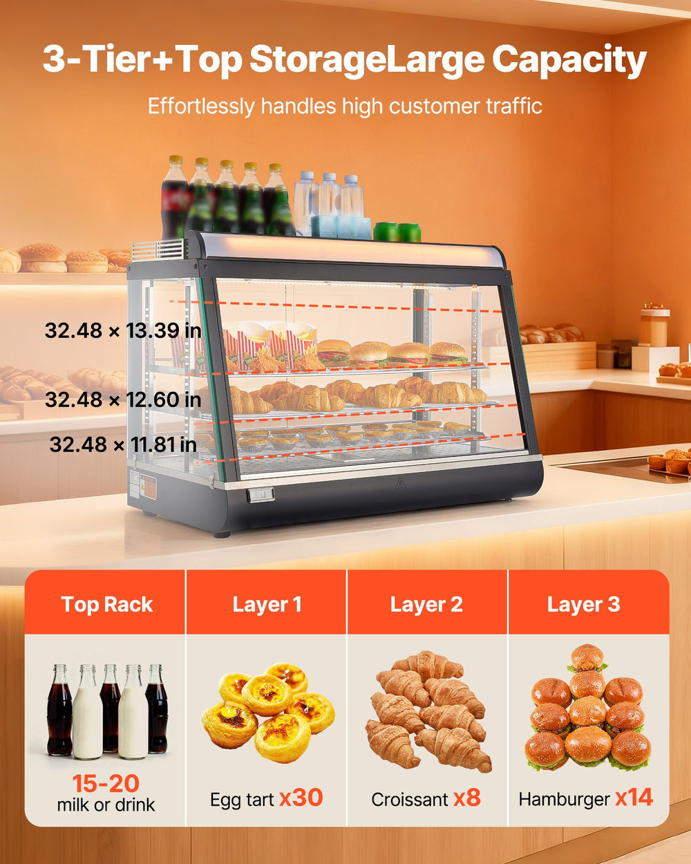 VEVOR 3-tier + top storage large capacity - feature graphic