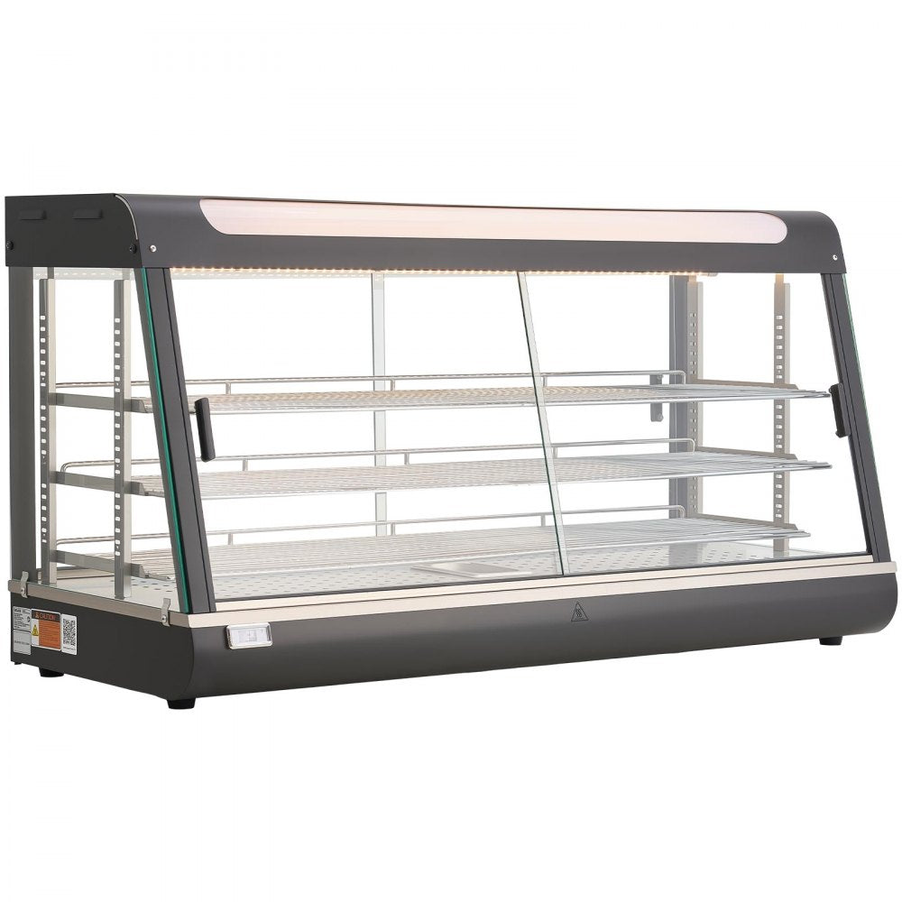 VEVOR 3-Tier Commercial Food Warmer Display, 1600W Food Display Warmer with LED Light, Top Storage and Adjustable Shelves, 86℉~185℉ Steam Heating, 190Qt/180L for Hamburger, Pizza, Bread, Fried Chicken