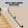 VEVOR Pipe Stair Handrail, 6FT Staircase Handrail, 440LBS Load Capacity Carbon Steel Pipe Handrail, Industrial Pipe Handrail with Wall Mount Support, Round Corner Wall Handrailings for Indoor, Outdoor