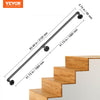 VEVOR Pipe Stair Handrail, 7FT Staircase Handrail, 440LBS Load Capacity Carbon Steel Pipe Handrail, Industrial Pipe Handrail with Wall Mount Support, Round Corner Wall Handrailings for Indoor, Outdoor
