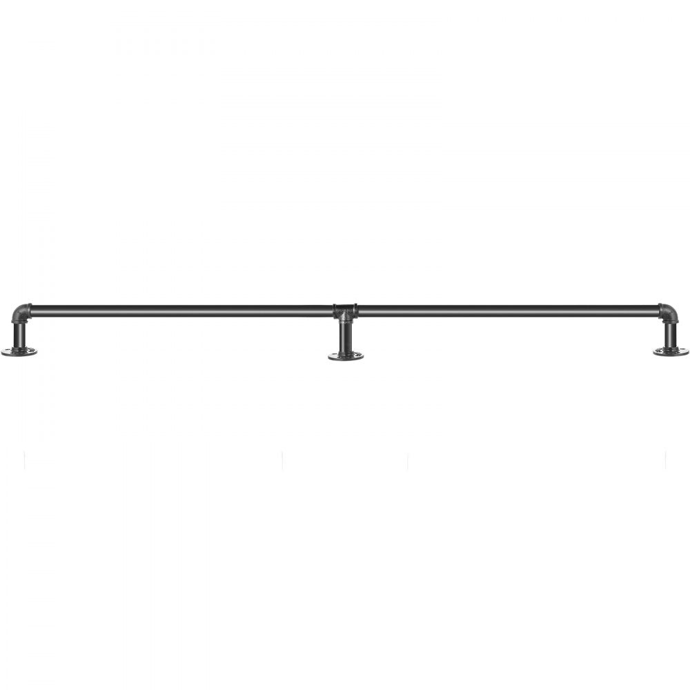VEVOR Pipe Stair Handrail, 7FT Staircase Handrail, 440LBS Load Capacity Carbon Steel Pipe Handrail, Industrial Pipe Handrail with Wall Mount Support, Round Corner Wall Handrailings for Indoor, Outdoor