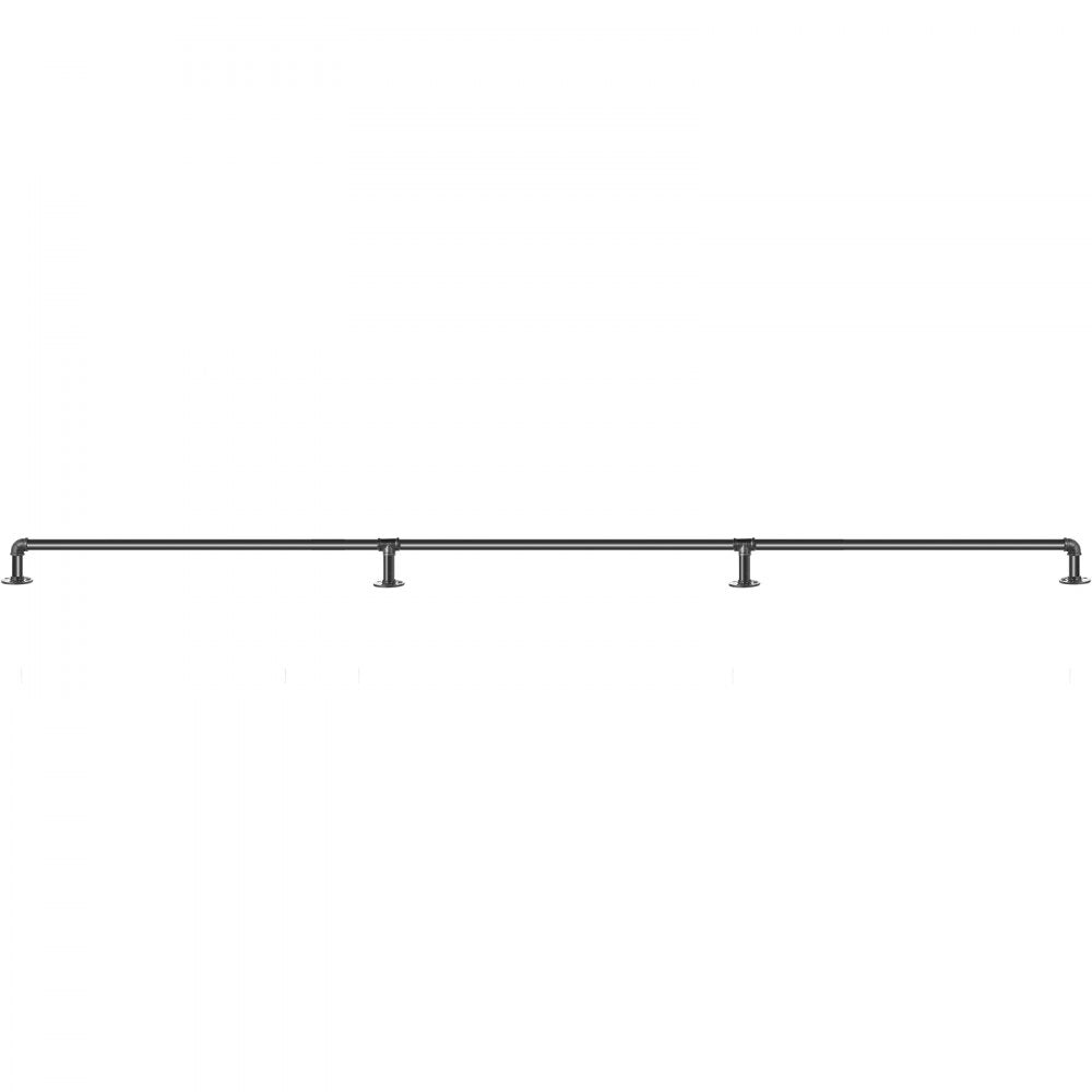 VEVOR Pipe Stair Handrail, 9FT Staircase Handrail, 440LBS Load Capacity Carbon Steel Pipe Handrail, Industrial Pipe Handrail with Wall Mount Support, Round Corner Wall Handrailings for Indoor, Outdoor