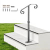 VEVOR Handrails for Outdoor Steps, 1-2 Step Single-Post Stair Hand Rail Kit, Gray Stair Rails for Seniors, Concrete Steps & Porch & Deck, Heavy-Duty Galvanized Steel Railings w/ Base & Installation Kit