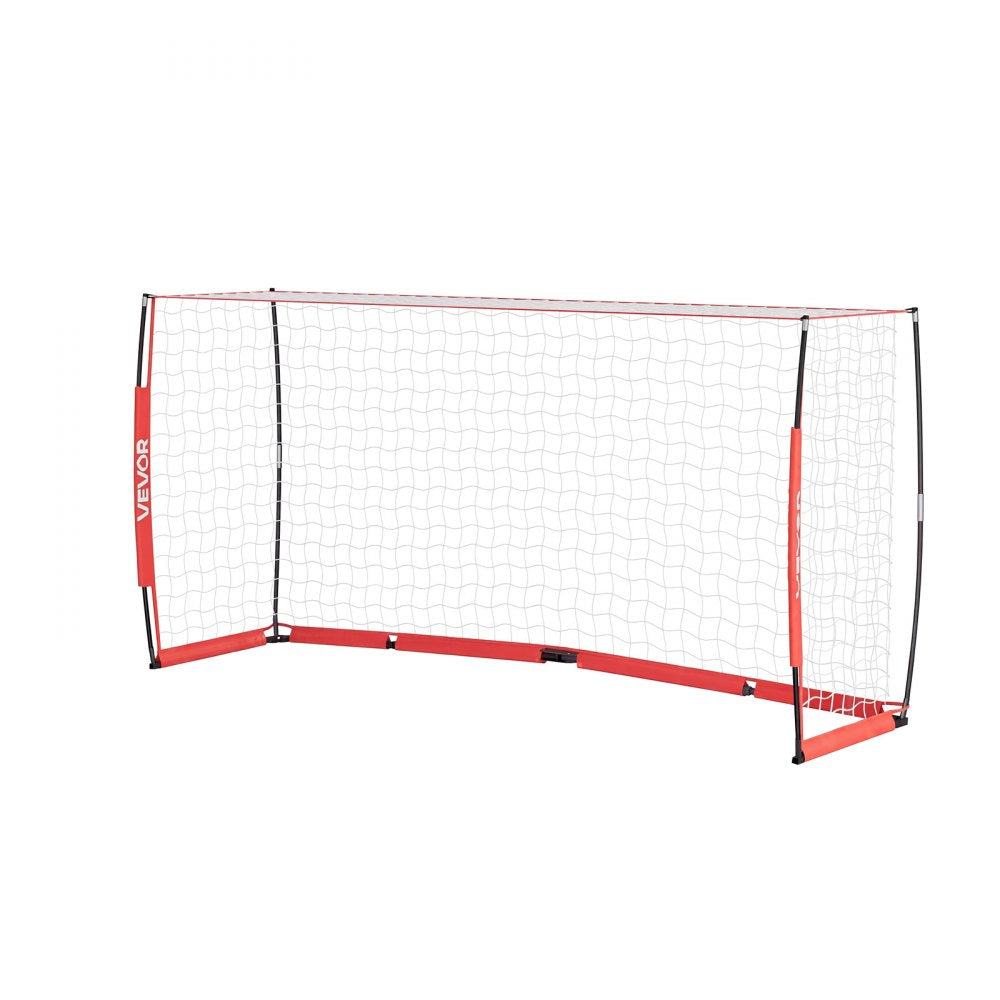 VEVOR Soccer Goal 12 x 6 FT Soccer Net for Backyard Collapsible Base Red, Portable & Quick Setup Set, with Metal Base, Carry Bag, Ground Stakes, for Youth & Adults Outdoor Backyard Practice Training