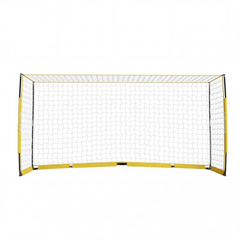 VEVOR Soccer Goal 12 x 6 FT Soccer Net for Backyard Collapsible Base Yellow, Portable & Quick Setup, with Metal Base, Carry Bag, Ground Stakes, for Youth & Adults Outdoor Backyard Practice Training