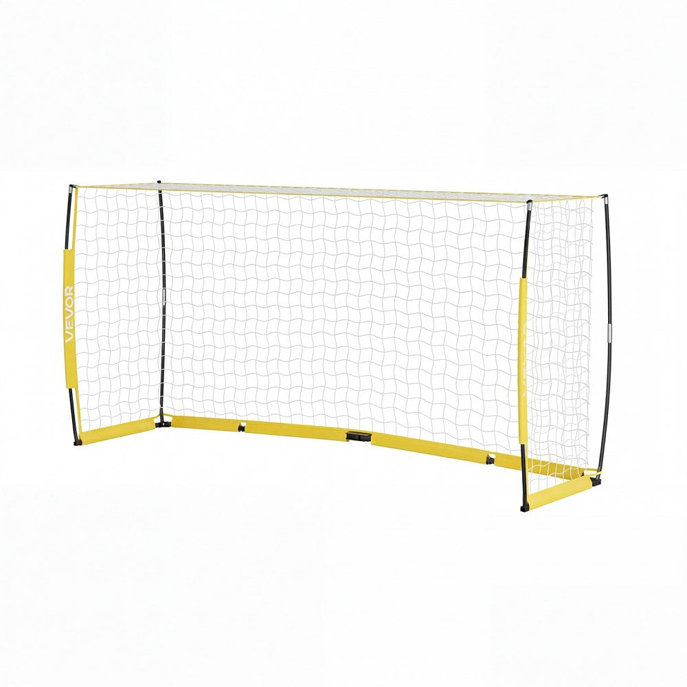 VEVOR Soccer Goal 12 x 6 FT Soccer Net for Backyard Collapsible Base Yellow, Portable & Quick Setup, with Metal Base, Carry Bag, Ground Stakes, for Youth & Adults Outdoor Backyard Practice Training