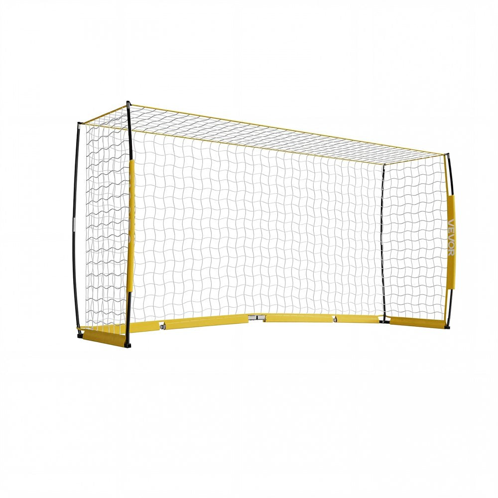 VEVOR Soccer Goal 12 x 6 FT Soccer Net for Backyard Collapsible Base Yellow, Portable & Quick Setup, with Metal Base, Carry Bag, Ground Stakes, for Youth & Adults Outdoor Backyard Practice Training