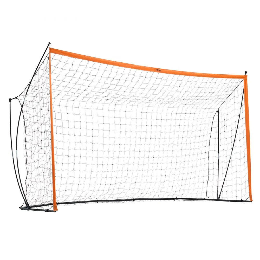 VEVOR Portable Soccer Goal, 12x6 ft Adults Kids Backyard Soccer Net, Large Practice Soccer Net, Steel Fiberglass Structure Training Goal Set, All-Weather Outdoor Soccer Goals with Carry Bag, Orange
