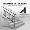 VEVOR Outdoor Stair Railing, Fits for 1-5 Steps Transitional Wrought Iron Handrail, Adjustable Exterior Stair Railing with Fence, Handrails for Concrete Steps with Installation Kit, Matte Black