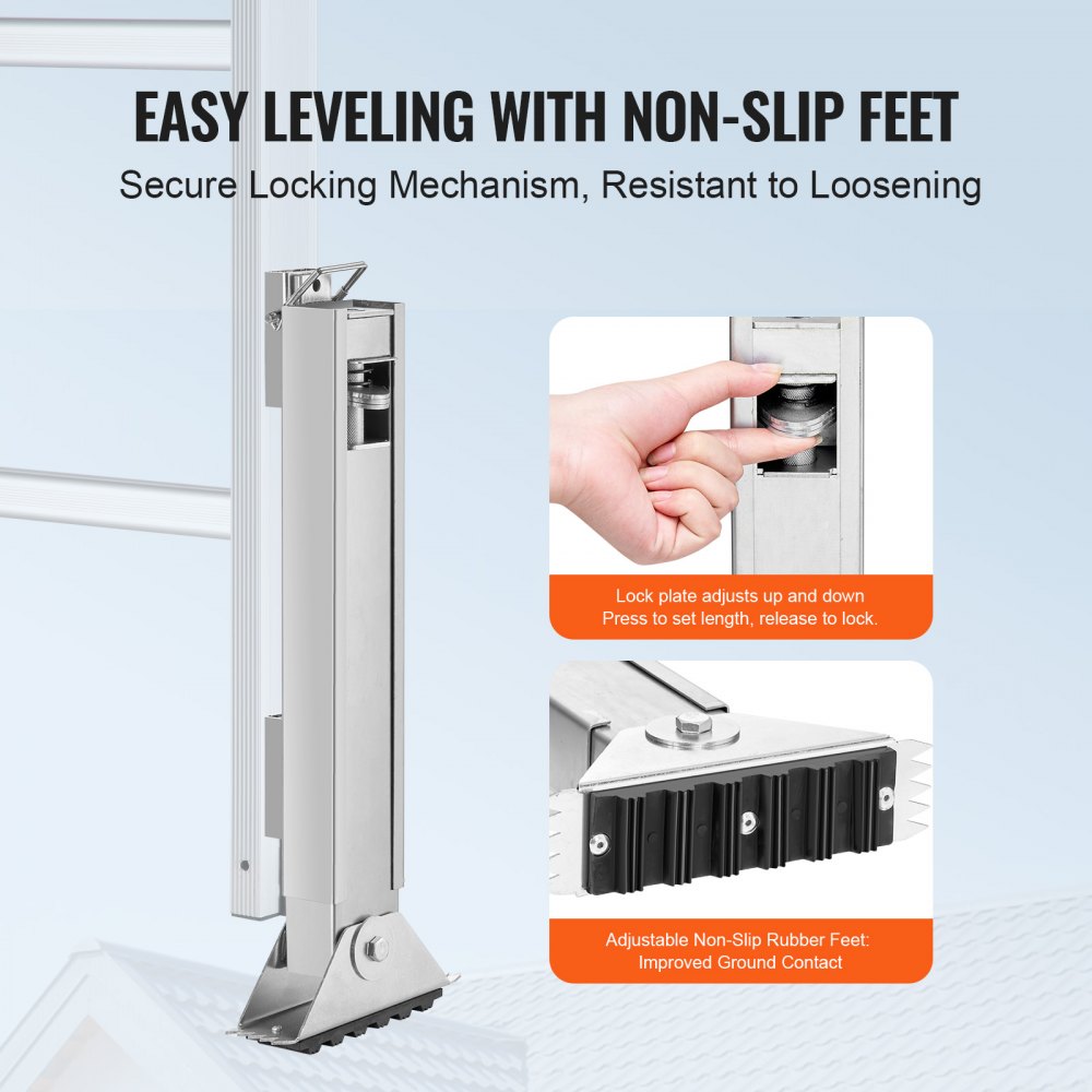 VEVOR Ladder Levler, 11.4 inch Expansion Length Steel Ladder Leveling Tool, Quick Release Pitch Hopper, Stair Ladder Stabilizer Easy to Use,Extension Ladder Accessories for Uneven Ground